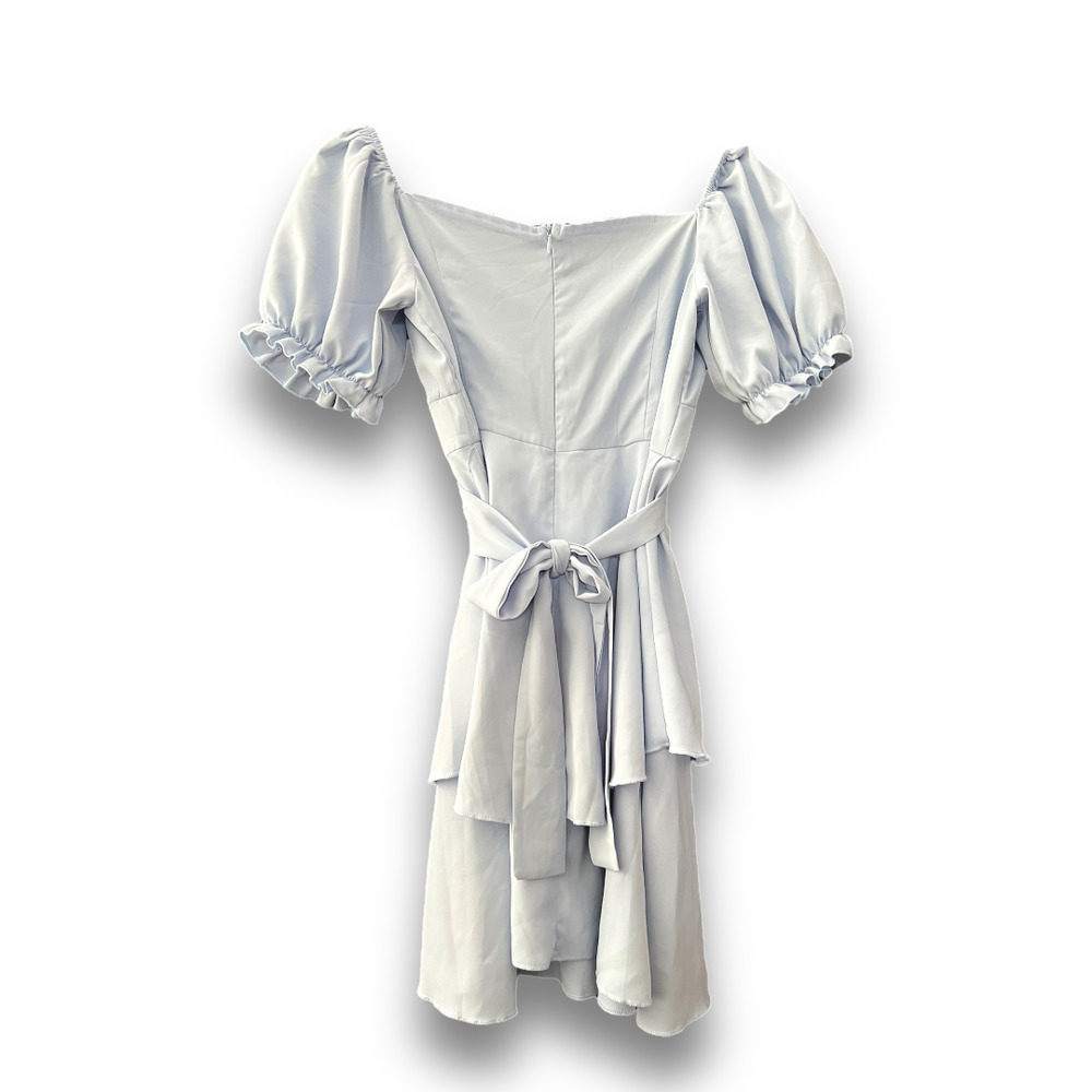 Blue Chic Chiffon Mini Ruffle Dress - Size Small - Picture 6 of 8